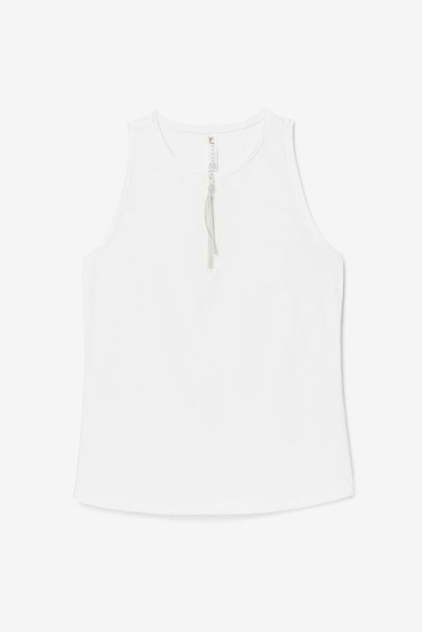 Fila Tie Breaker Front-Zip Full Coverage Tennis Women's Tank Top - White/Grey,NZ 260-27430